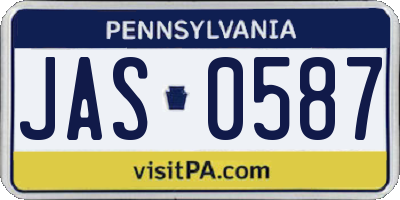 PA license plate JAS0587