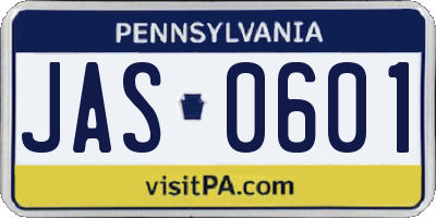 PA license plate JAS0601