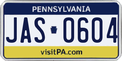 PA license plate JAS0604