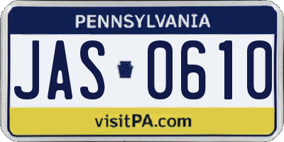 PA license plate JAS0610