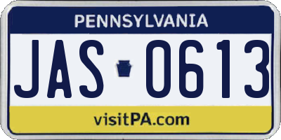 PA license plate JAS0613