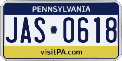 PA license plate JAS0618