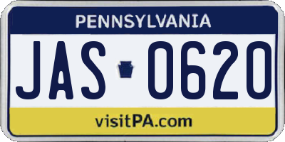 PA license plate JAS0620