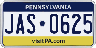 PA license plate JAS0625