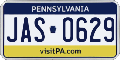 PA license plate JAS0629