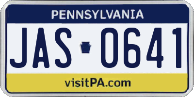 PA license plate JAS0641