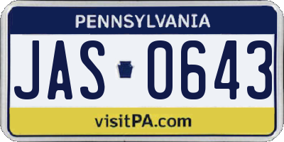 PA license plate JAS0643