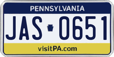 PA license plate JAS0651