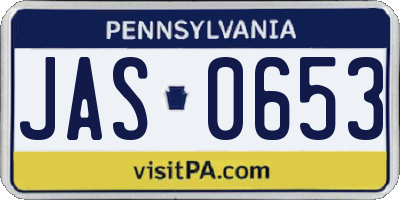 PA license plate JAS0653