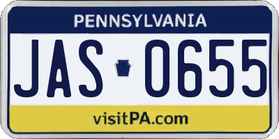 PA license plate JAS0655