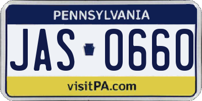 PA license plate JAS0660