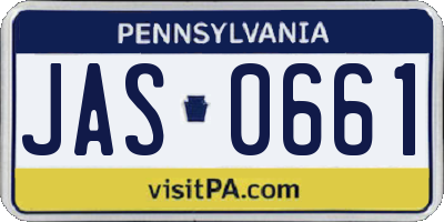 PA license plate JAS0661
