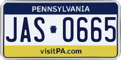 PA license plate JAS0665