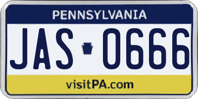 PA license plate JAS0666