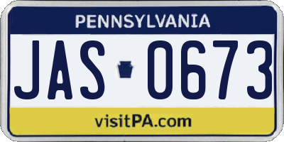 PA license plate JAS0673