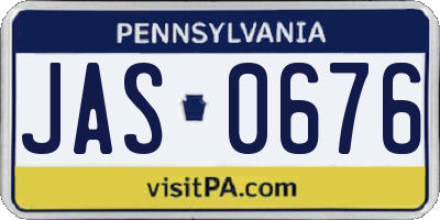PA license plate JAS0676