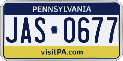 PA license plate JAS0677