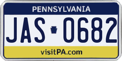 PA license plate JAS0682