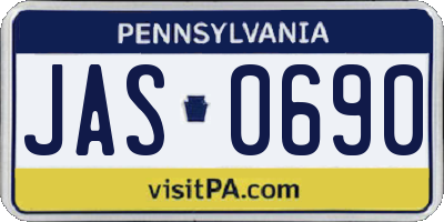 PA license plate JAS0690