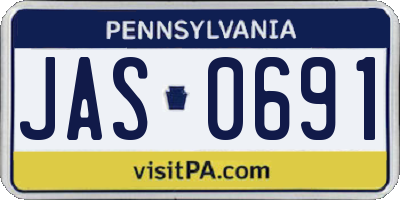 PA license plate JAS0691