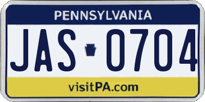 PA license plate JAS0704