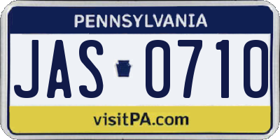 PA license plate JAS0710