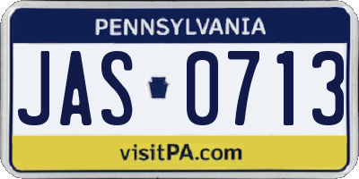 PA license plate JAS0713