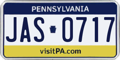 PA license plate JAS0717
