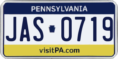 PA license plate JAS0719