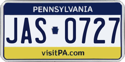 PA license plate JAS0727