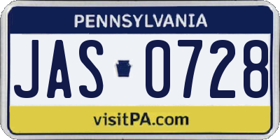 PA license plate JAS0728