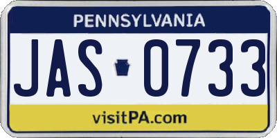 PA license plate JAS0733