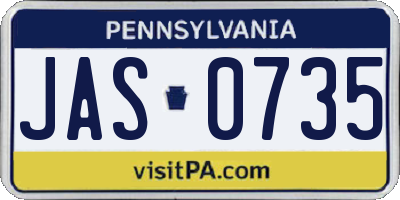 PA license plate JAS0735