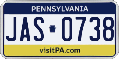 PA license plate JAS0738