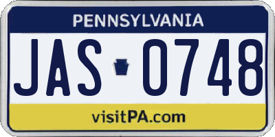 PA license plate JAS0748