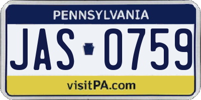 PA license plate JAS0759