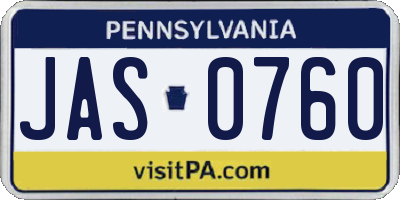 PA license plate JAS0760