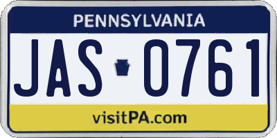 PA license plate JAS0761