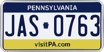 PA license plate JAS0763