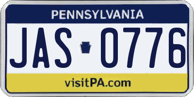 PA license plate JAS0776