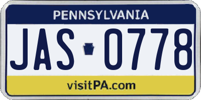 PA license plate JAS0778