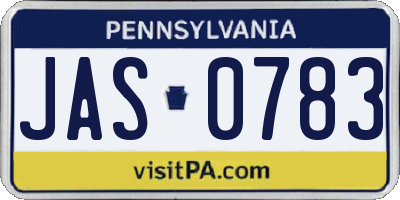 PA license plate JAS0783