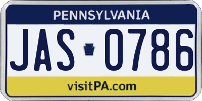 PA license plate JAS0786