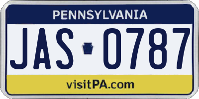 PA license plate JAS0787