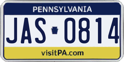 PA license plate JAS0814