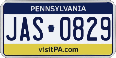 PA license plate JAS0829