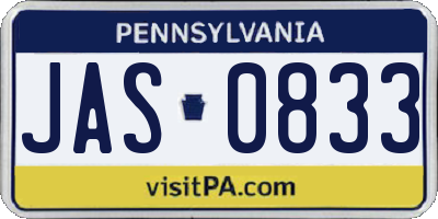 PA license plate JAS0833