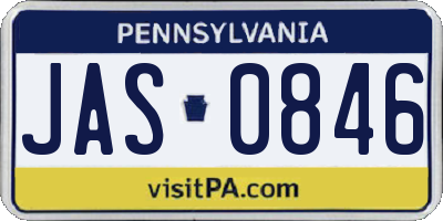 PA license plate JAS0846