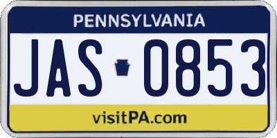 PA license plate JAS0853