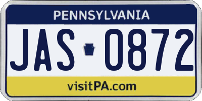 PA license plate JAS0872